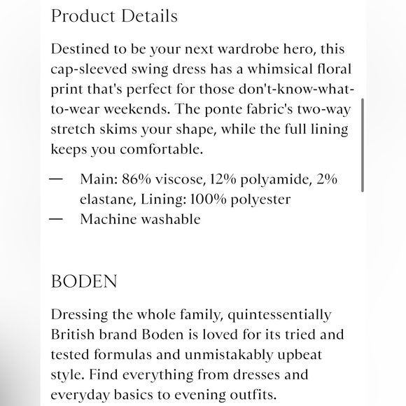 NWT Boden Rosetta Navy Blue Yellow Floral Ponte Knit Ruffle Dress - 6 - Picture 12 of 15